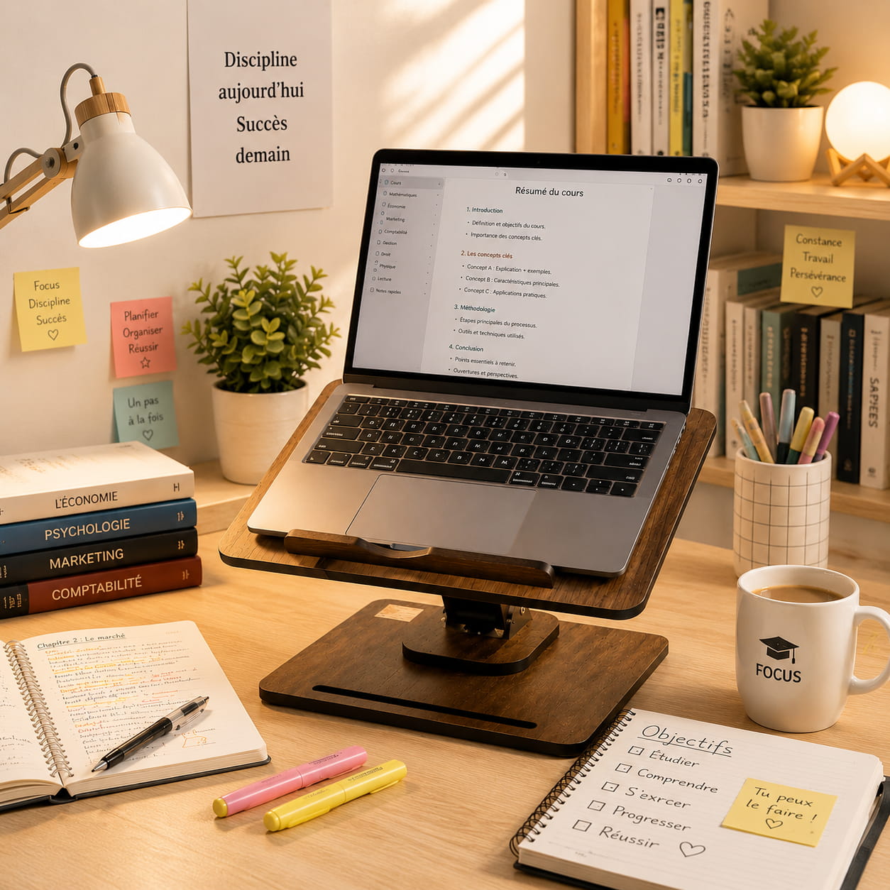 Support Ordinateur & Livre Ajustable en Bois