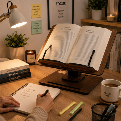 Support Ordinateur & Livre Ajustable en Bois