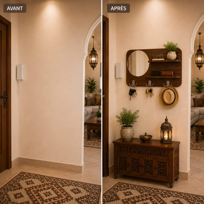 Porte-Clés Mural Élégant avec Miroir – Organisation & Décoration 3 en 1