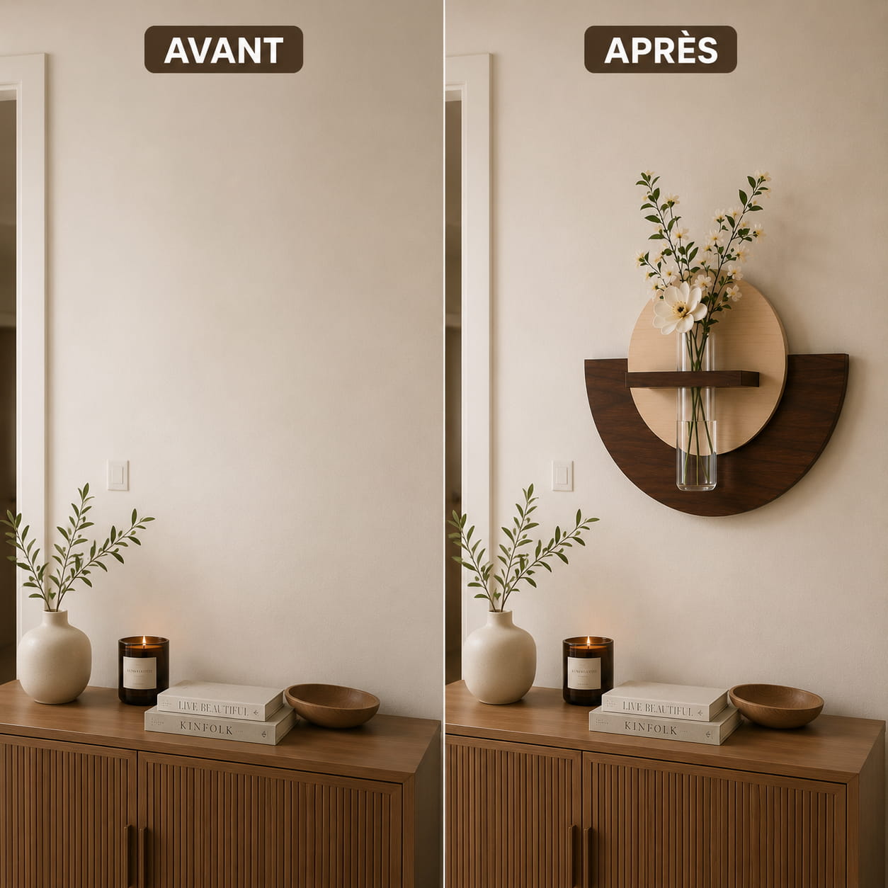 Décoration Murale Florale en Bois