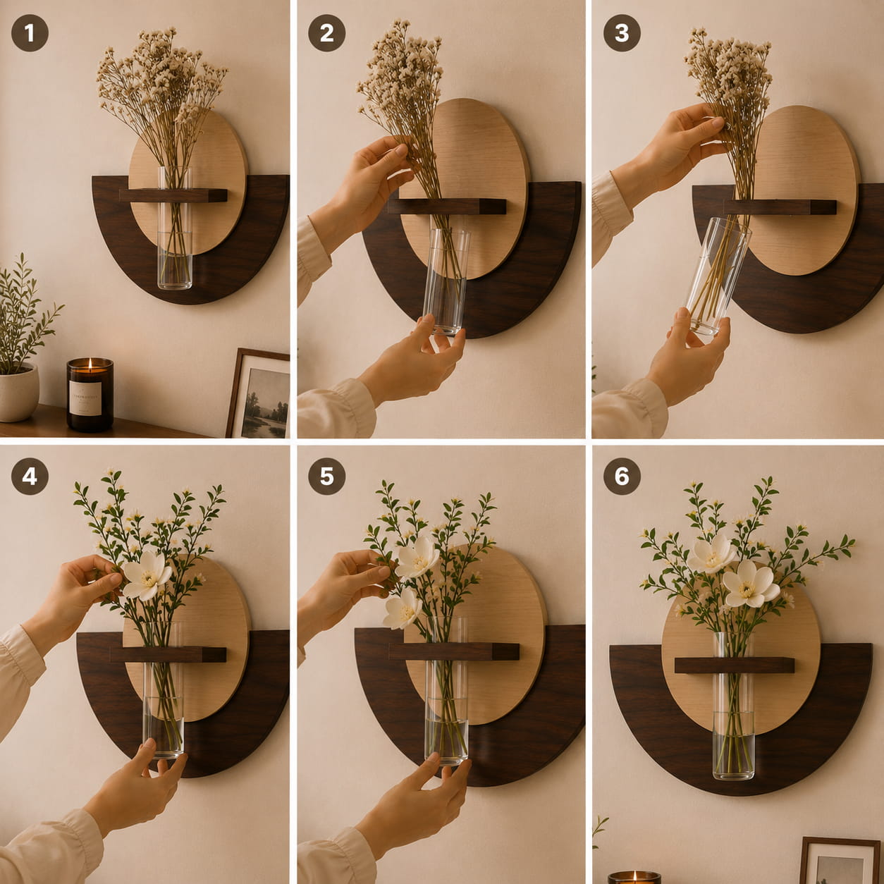 Décoration Murale Florale en Bois