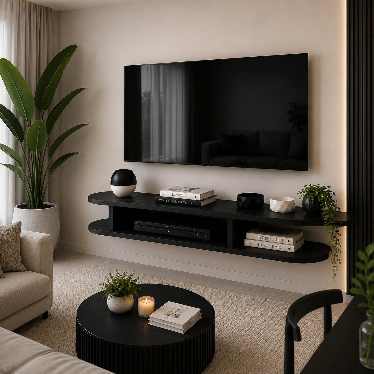 Meuble TV Flottant Luxe – L'Élégance Minimaliste pour Votre Salon