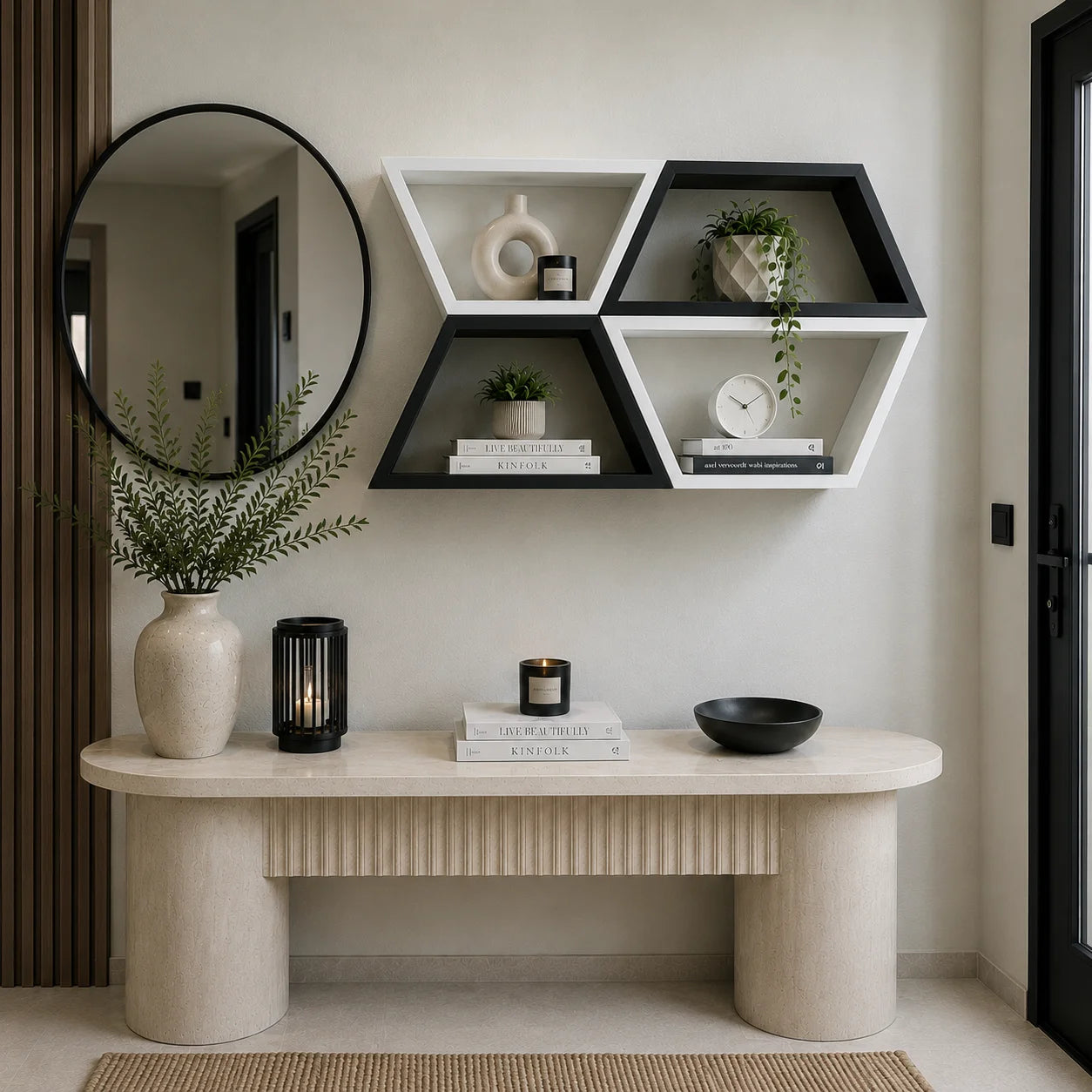 Étagère Murale Artistique en Bois - Ensemble de 4 Pièces