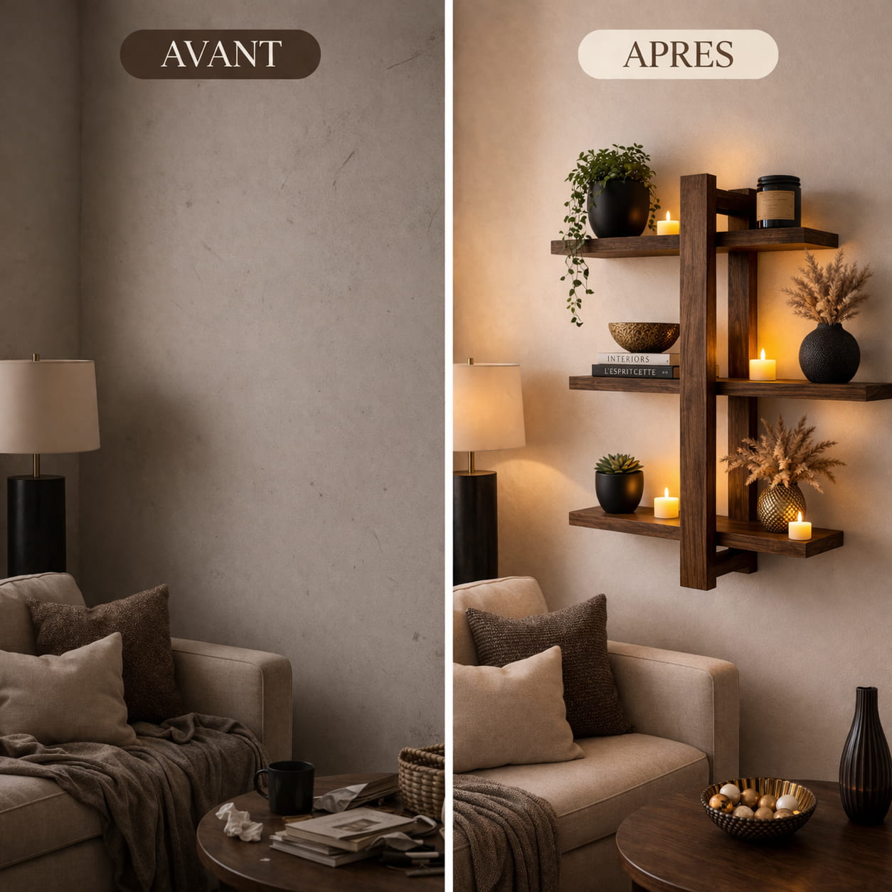Étagère Murale en Bois – Design Élégant à 3 Niveaux