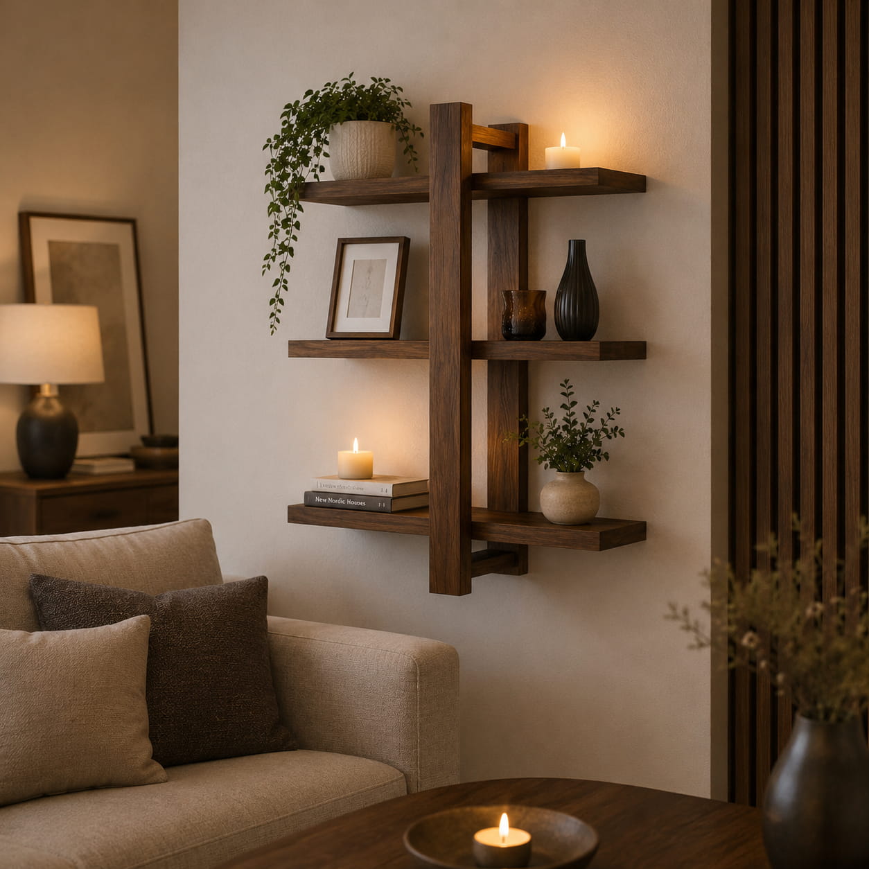 Étagère Murale en Bois – Design Élégant à 3 Niveaux