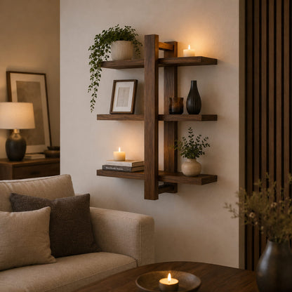 Étagère Murale en Bois – Design Élégant à 3 Niveaux