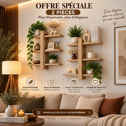 Étagère Murale en Bois – Design Élégant à 3 Niveaux