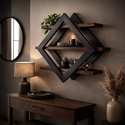 Étagère Murale Design Géométrique – Élégance Moderne en Bois